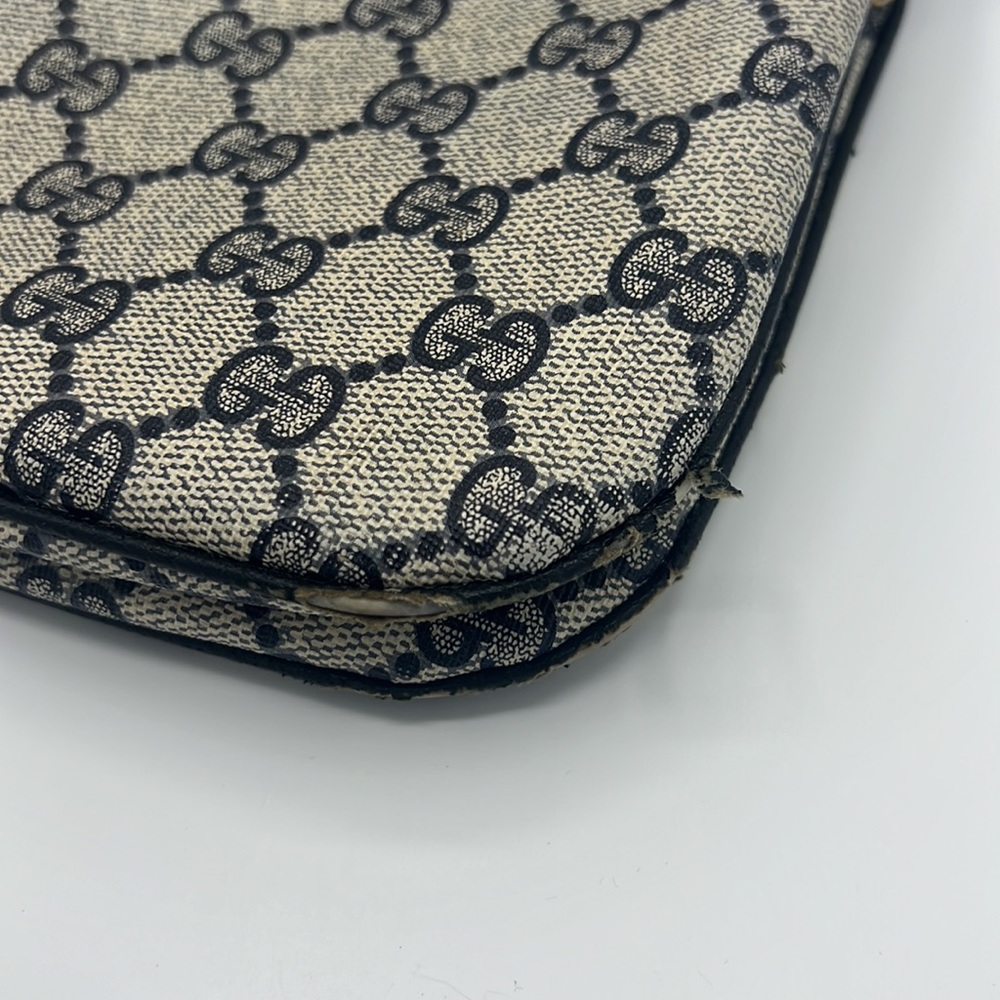 GUCCI GG Sherry Line Canvas Shoulder Bag Navy Blue vintage - Picture 4 of 11
